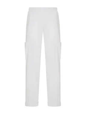 Pantalone ampio cargo in tessuto Super Fresh - Bianco