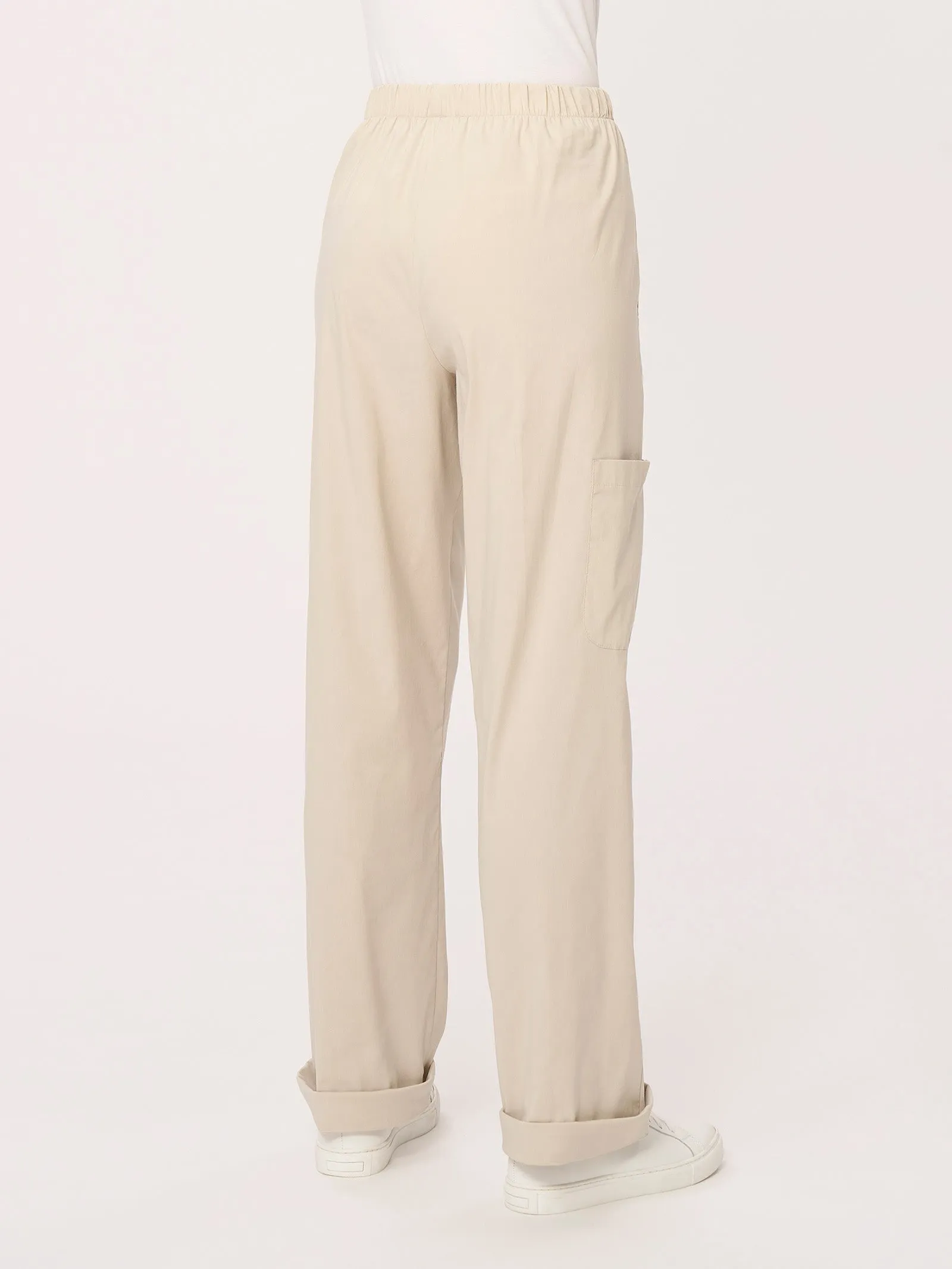 Pantalone ampio cargo in tessuto Super Fresh - Bianco