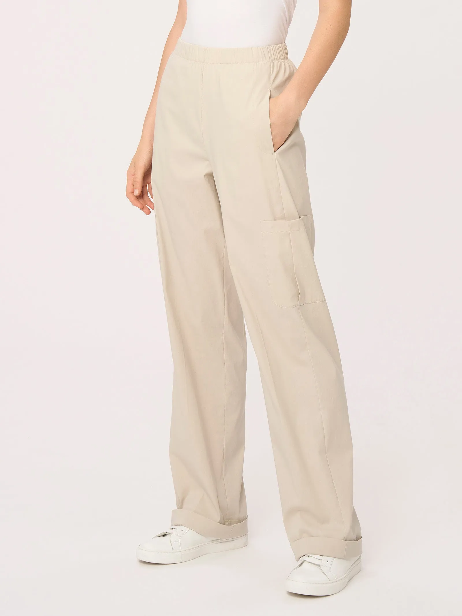 Pantalone ampio cargo in tessuto Super Fresh - Bianco