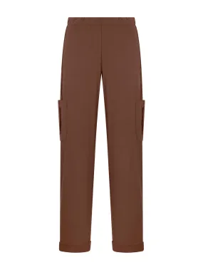 Pantalone ampio cargo in tessuto Super Fresh - Cappuccino