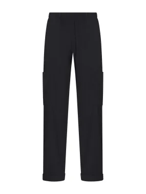 Pantalone ampio cargo in tessuto Super Fresh - Nero