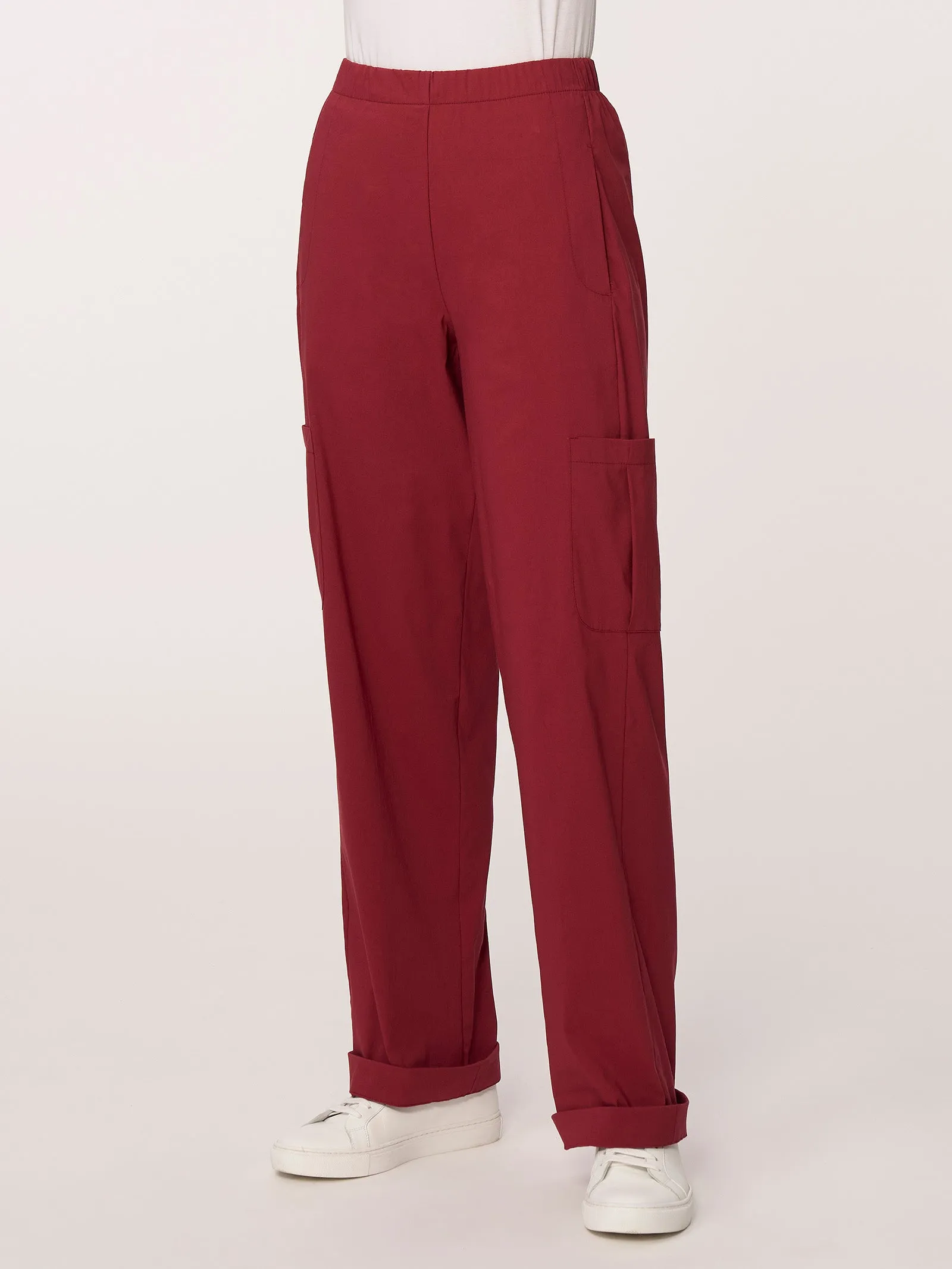 Pantalone ampio cargo in tessuto Super Fresh - Tibetan Red