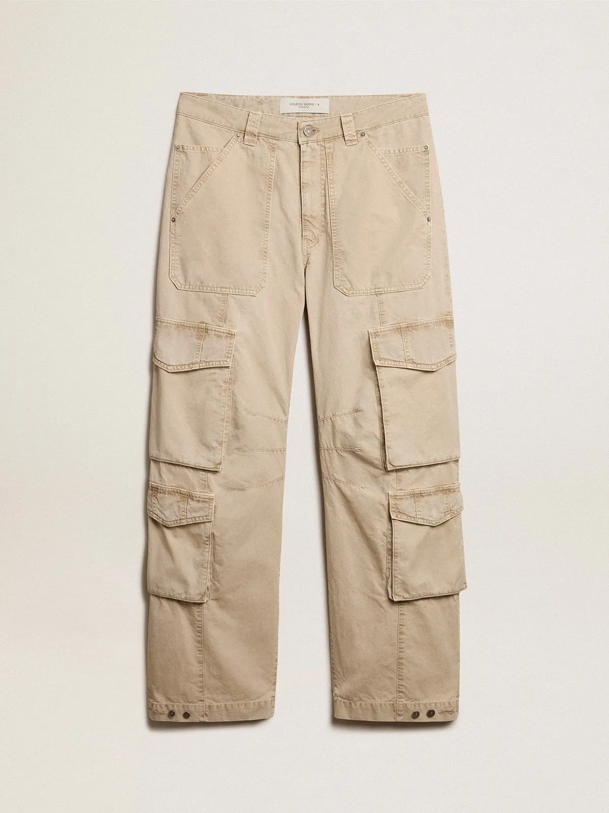 Pantalone cargo da uomo in cotone color khaki