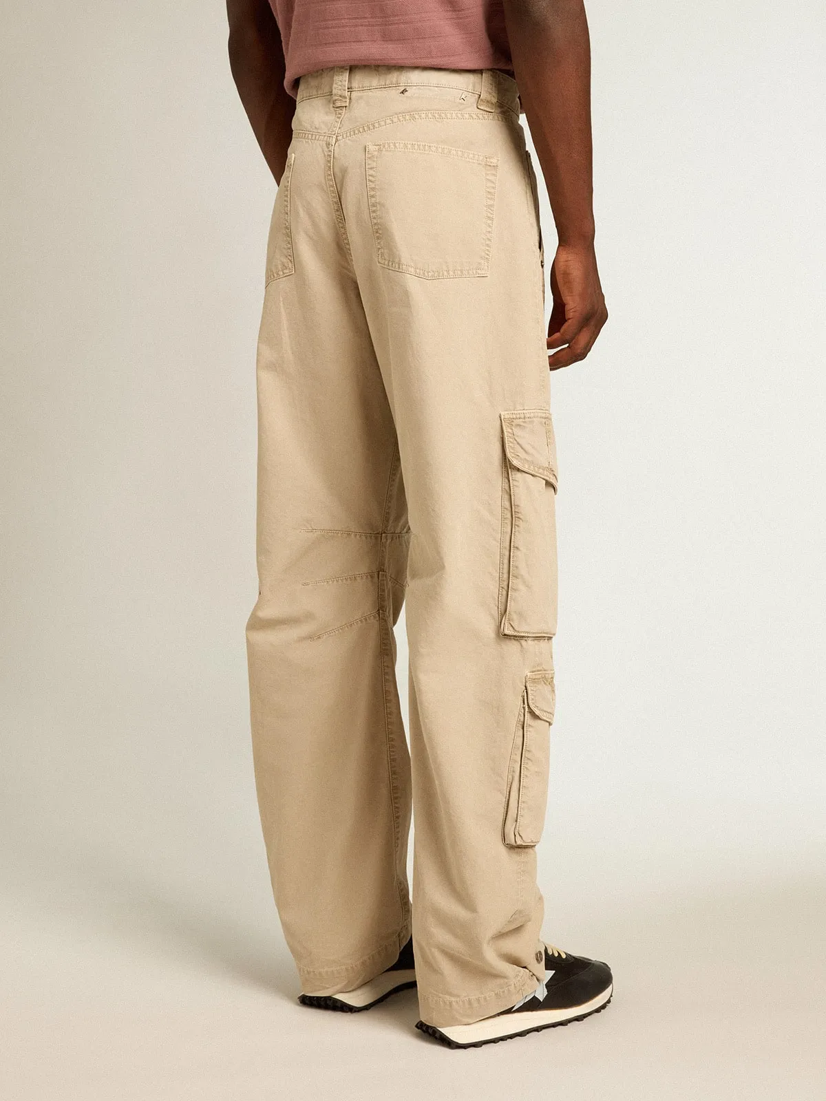 Pantalone cargo da uomo in cotone color khaki