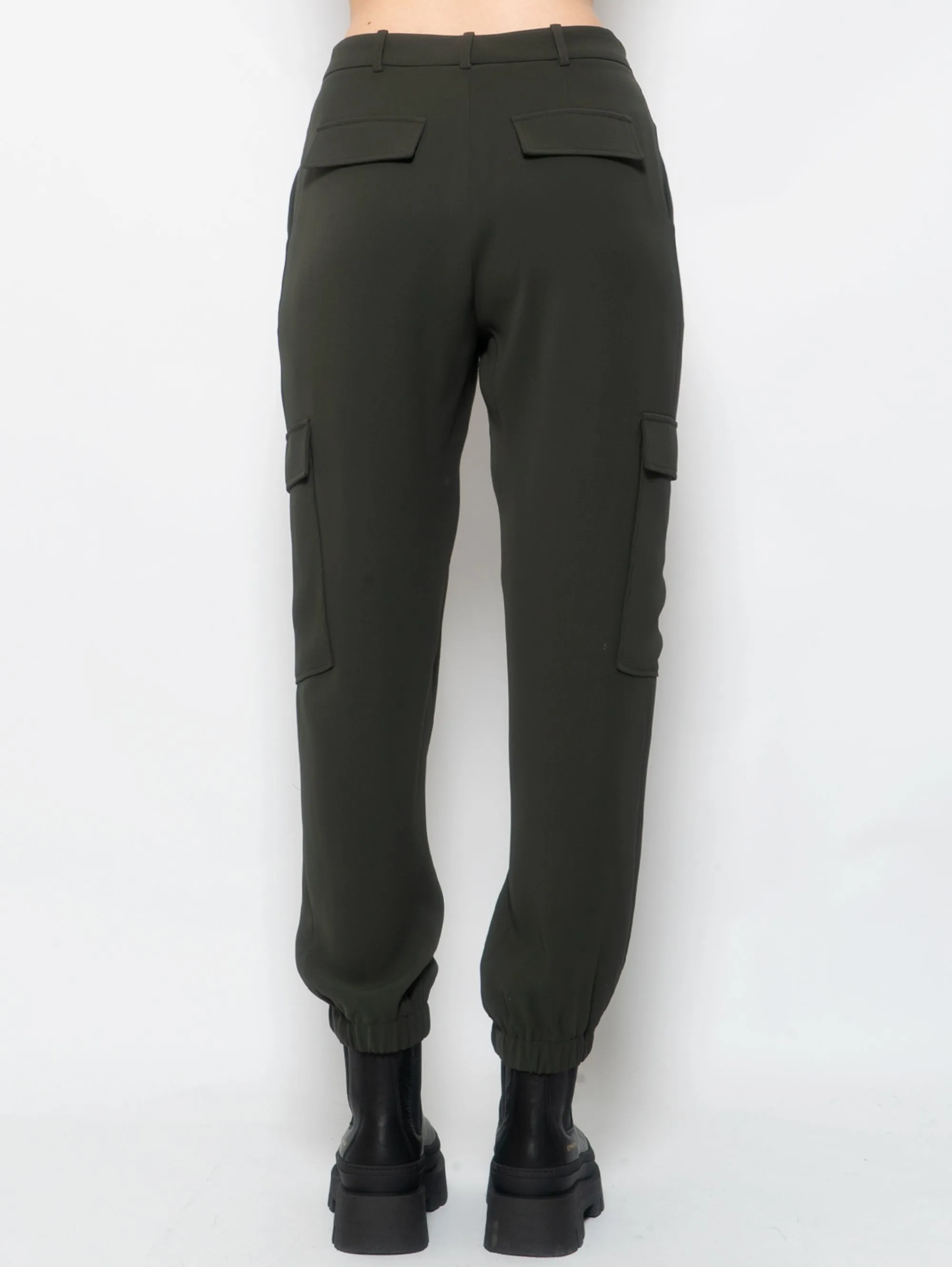 Pantalone Cargo in Cady Verde Oliva