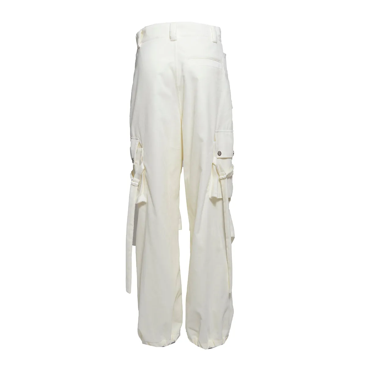 Pantalone cargo in cotone bianco naturale con fibbie MSGM