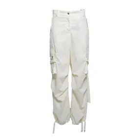 Pantalone cargo in cotone bianco naturale con fibbie MSGM