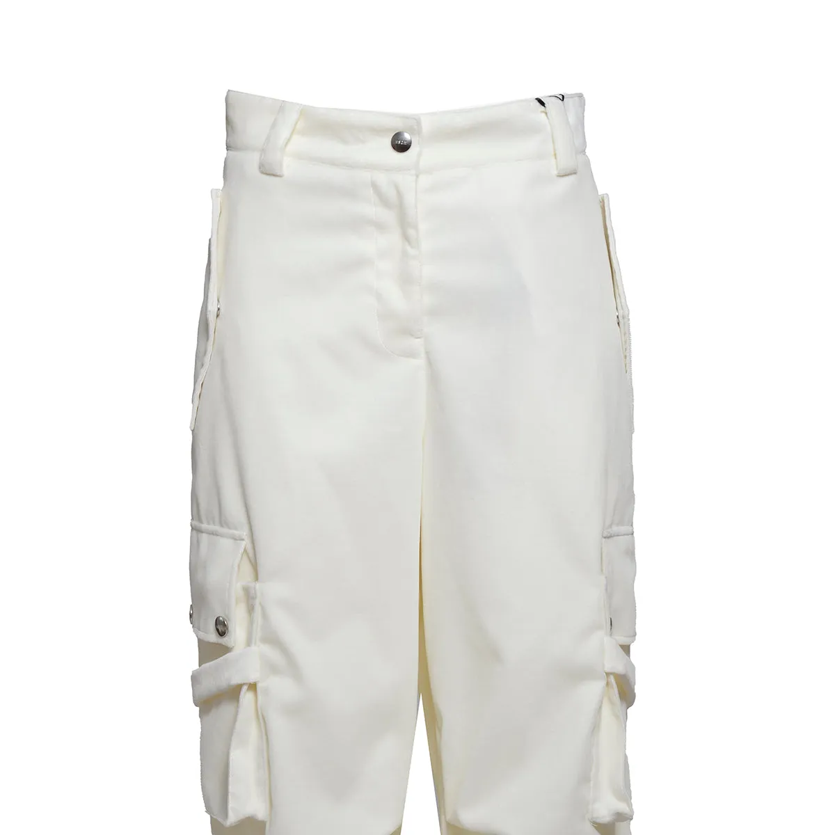 Pantalone cargo in cotone bianco naturale con fibbie MSGM