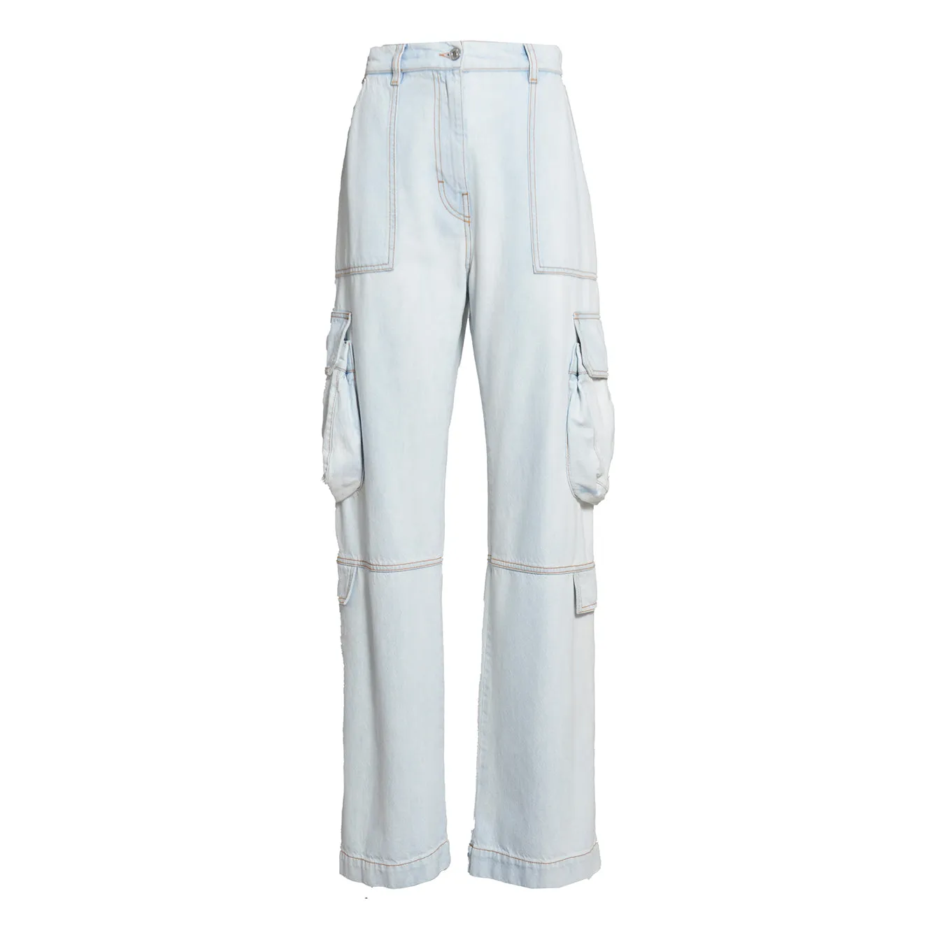 Pantalone cargo in denim blu chiaro MSGM