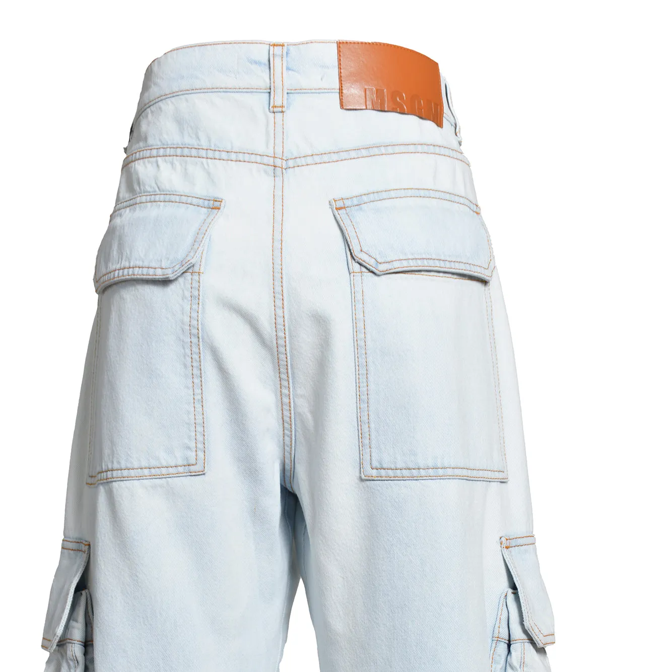 Pantalone cargo in denim blu chiaro MSGM