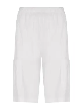 Pantalone corto Cargo in Super Fresh - Bianco