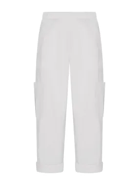 Pantalone pinocchietto cargo in Super Fresh - Bianco