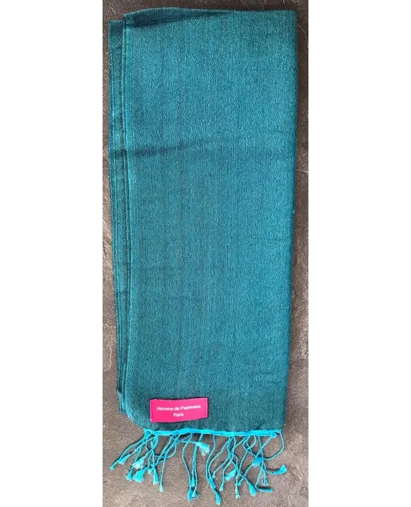 Pashmina in seta Glicine e notte Jeans blu e blu 40 x 160 cm