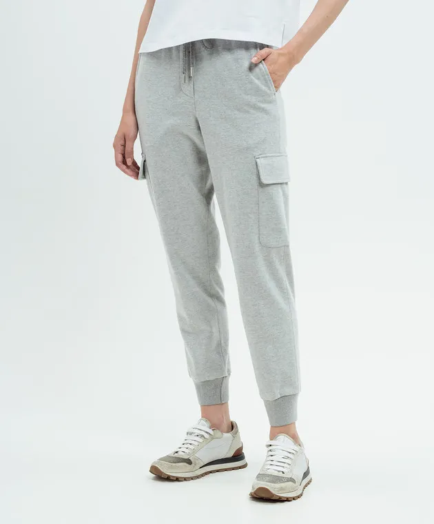 Peserico Joggers cargo grigi in lana e lurex A04039J0A3122