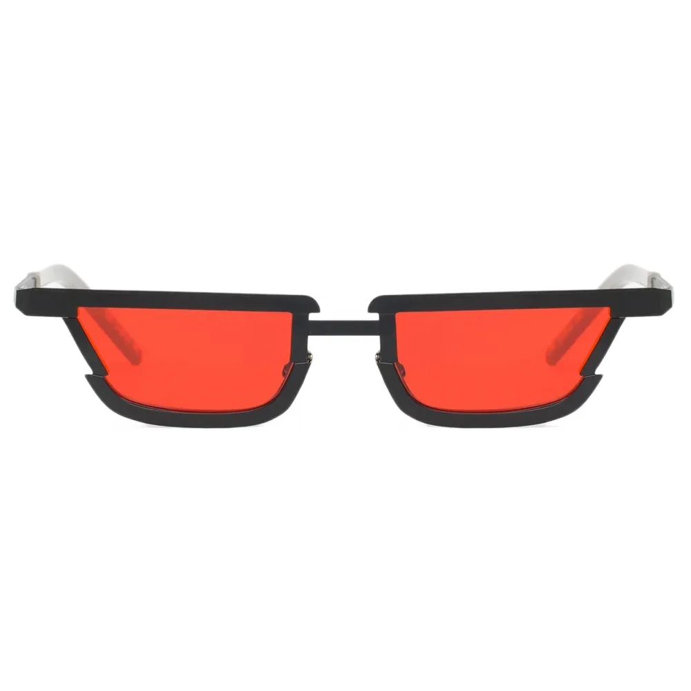 Portrait Eyewear - June Nero Lenti Rosso - Occhiali da Sole - Realizzati a Mano in Italia