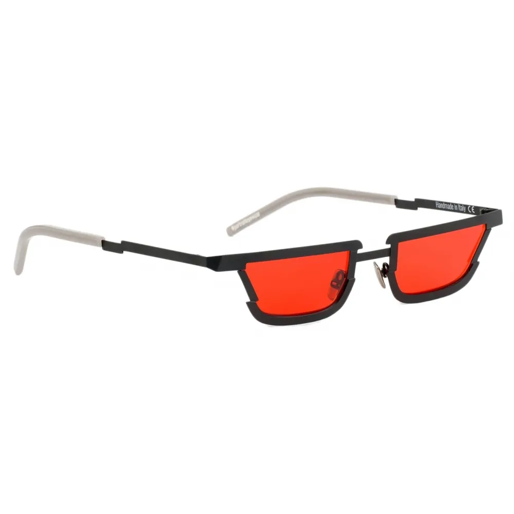 Portrait Eyewear - June Nero Lenti Rosso - Occhiali da Sole - Realizzati a Mano in Italia