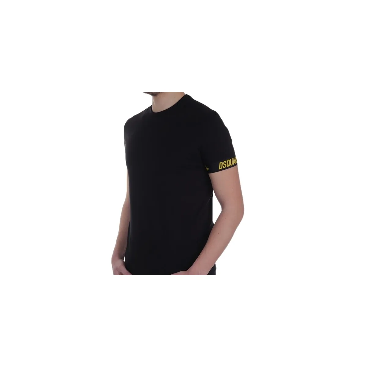 Round Neck T-Shirt, Nero Giallo