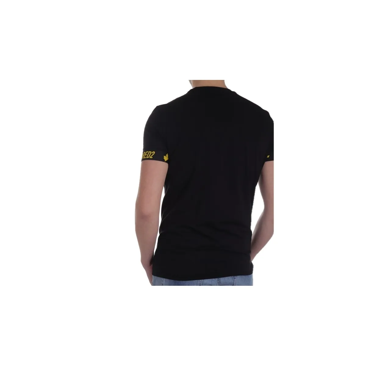 Round Neck T-Shirt, Nero Giallo