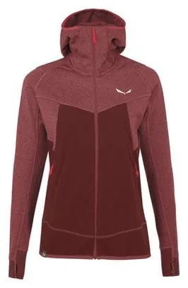 Salewa Puez Hybrid Polarlite Fleece Red Bordeaux Donna