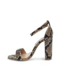 Sandalo con tacco Steve Madden CARRSON TAN SNAKE LEATHER in pitonato snake e cuoio