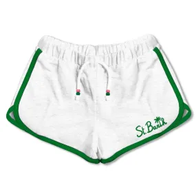 Short Frannie in Spugna con Ricamo, Bianco