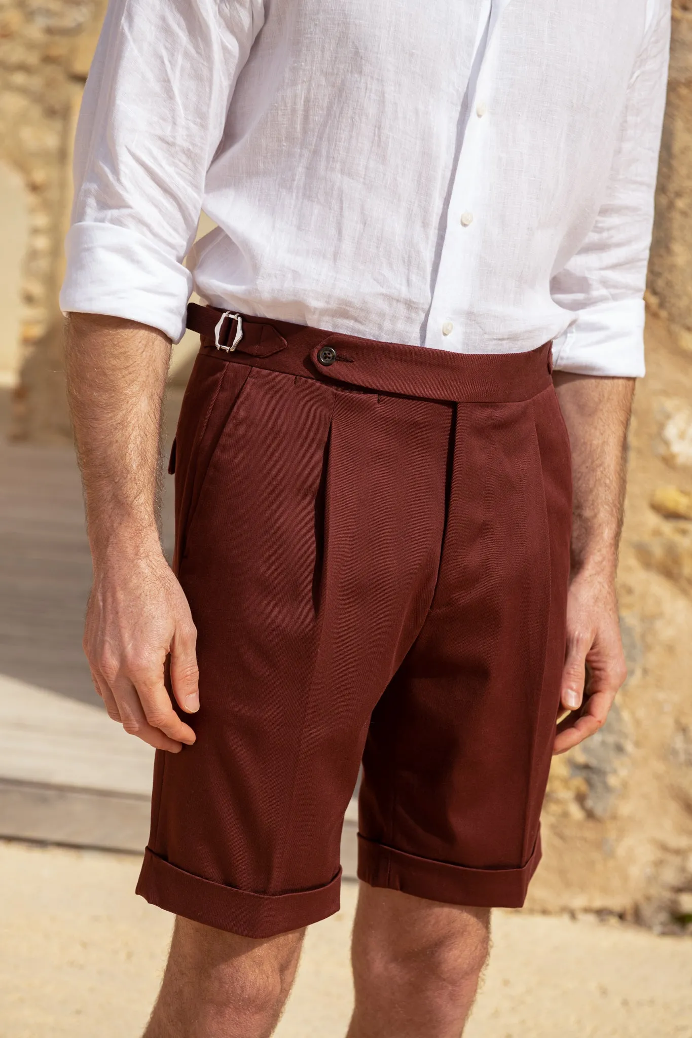 Shorts in cotone bordeaux - Made in Italy    