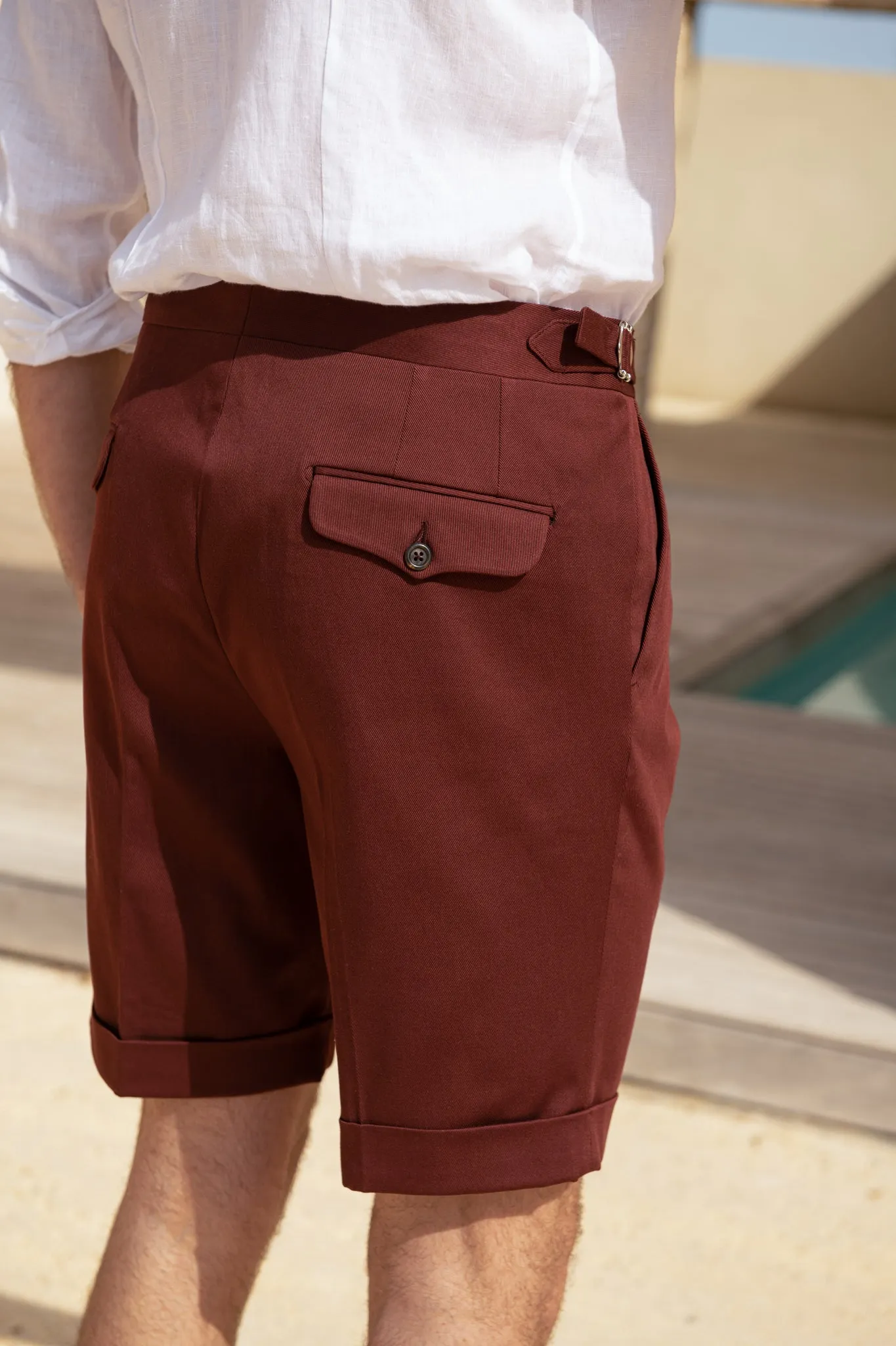 Shorts in cotone bordeaux - Made in Italy    