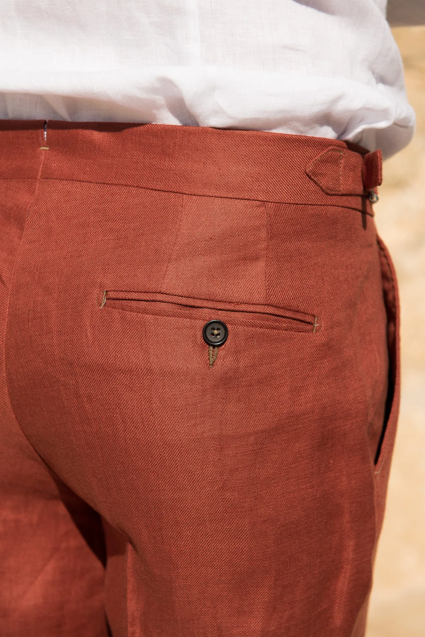 Shorts in lino color arancio bruciato - Made in Italy    