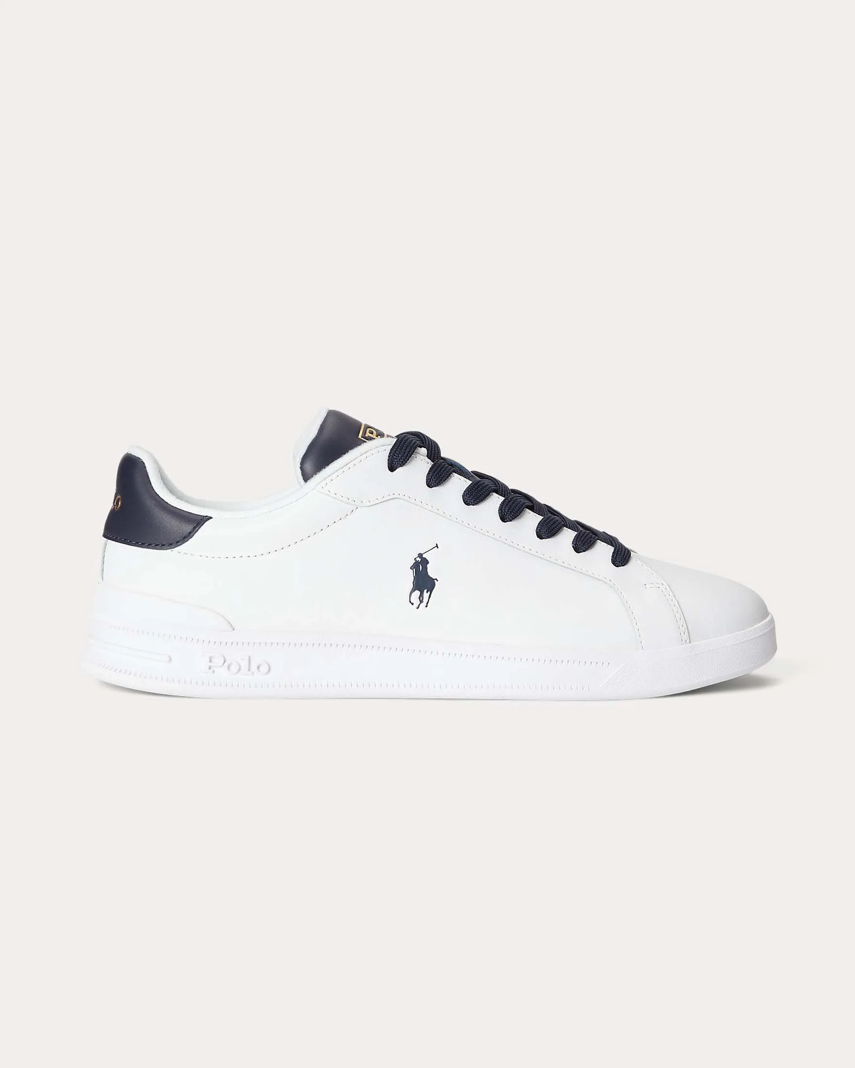 Sneaker Heritage Court II bianca in pelle con dettaglio blu