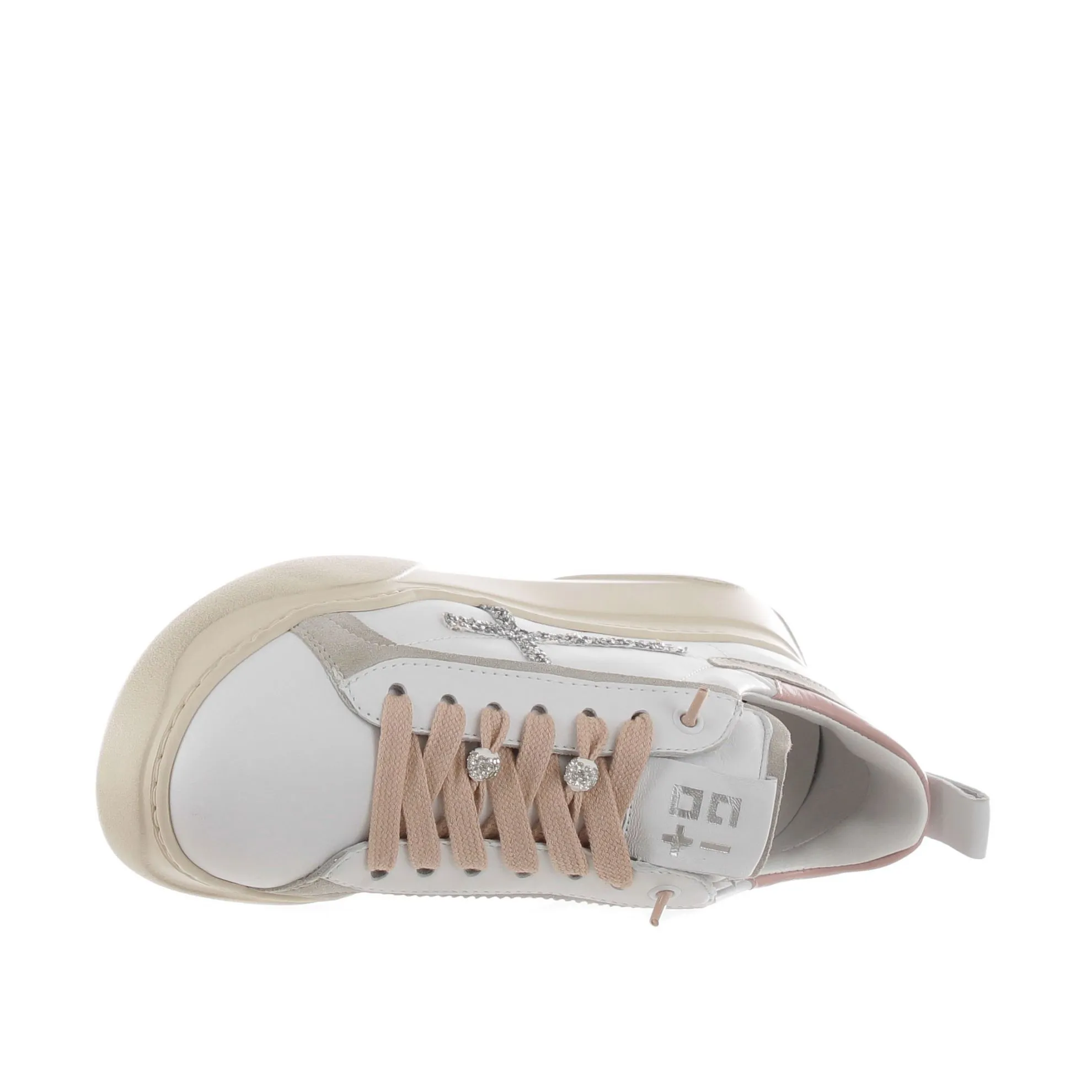 Sneaker in pelle e camoscio con glitter