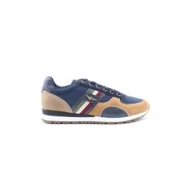 Sneaker in pelle e cordura con fascia tricolore