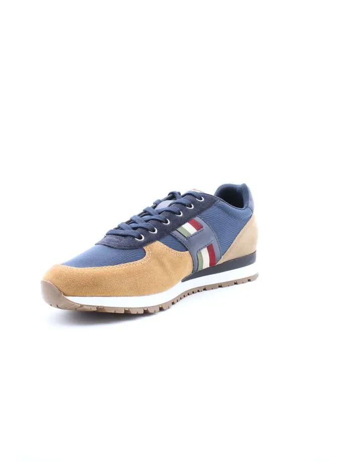 Sneaker in pelle e cordura con fascia tricolore