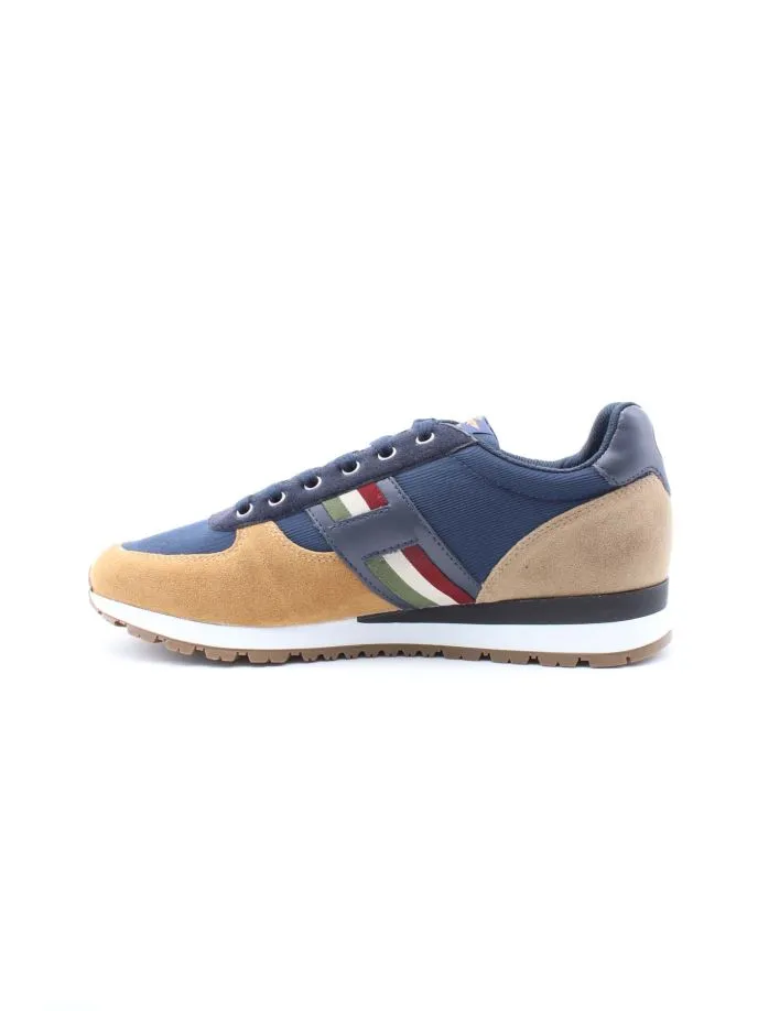 Sneaker in pelle e cordura con fascia tricolore