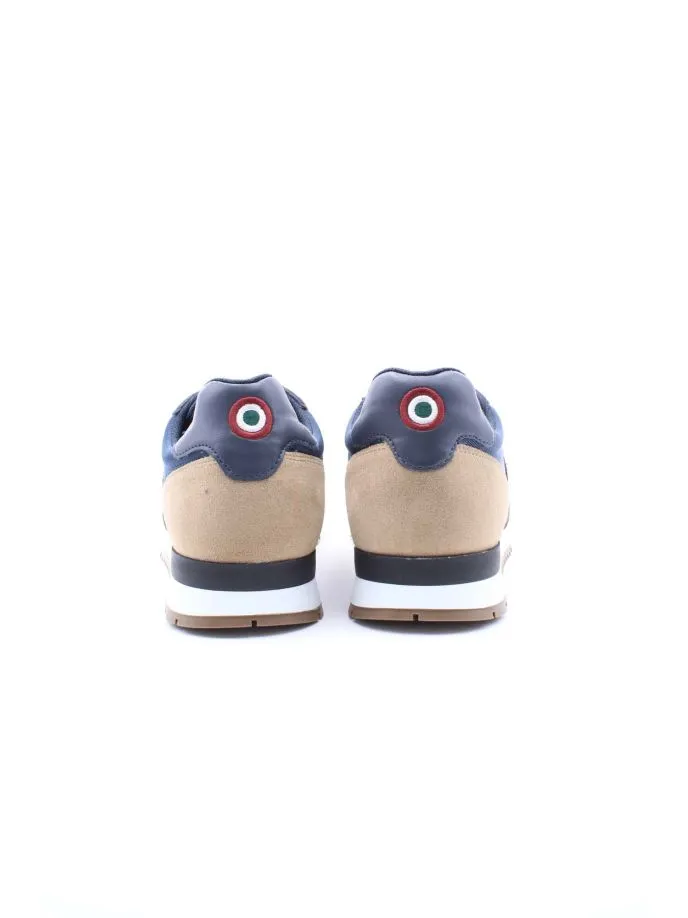 Sneaker in pelle e cordura con fascia tricolore