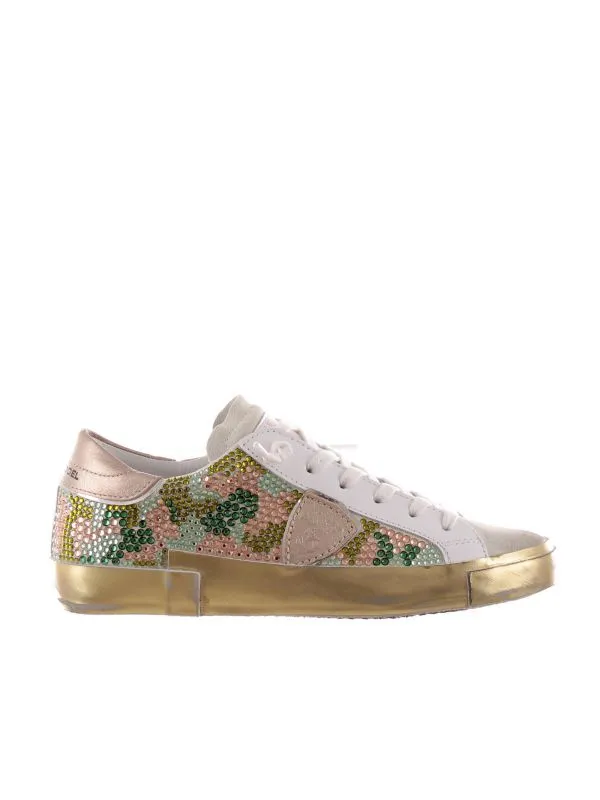 Sneaker paris x low in pelle con strass