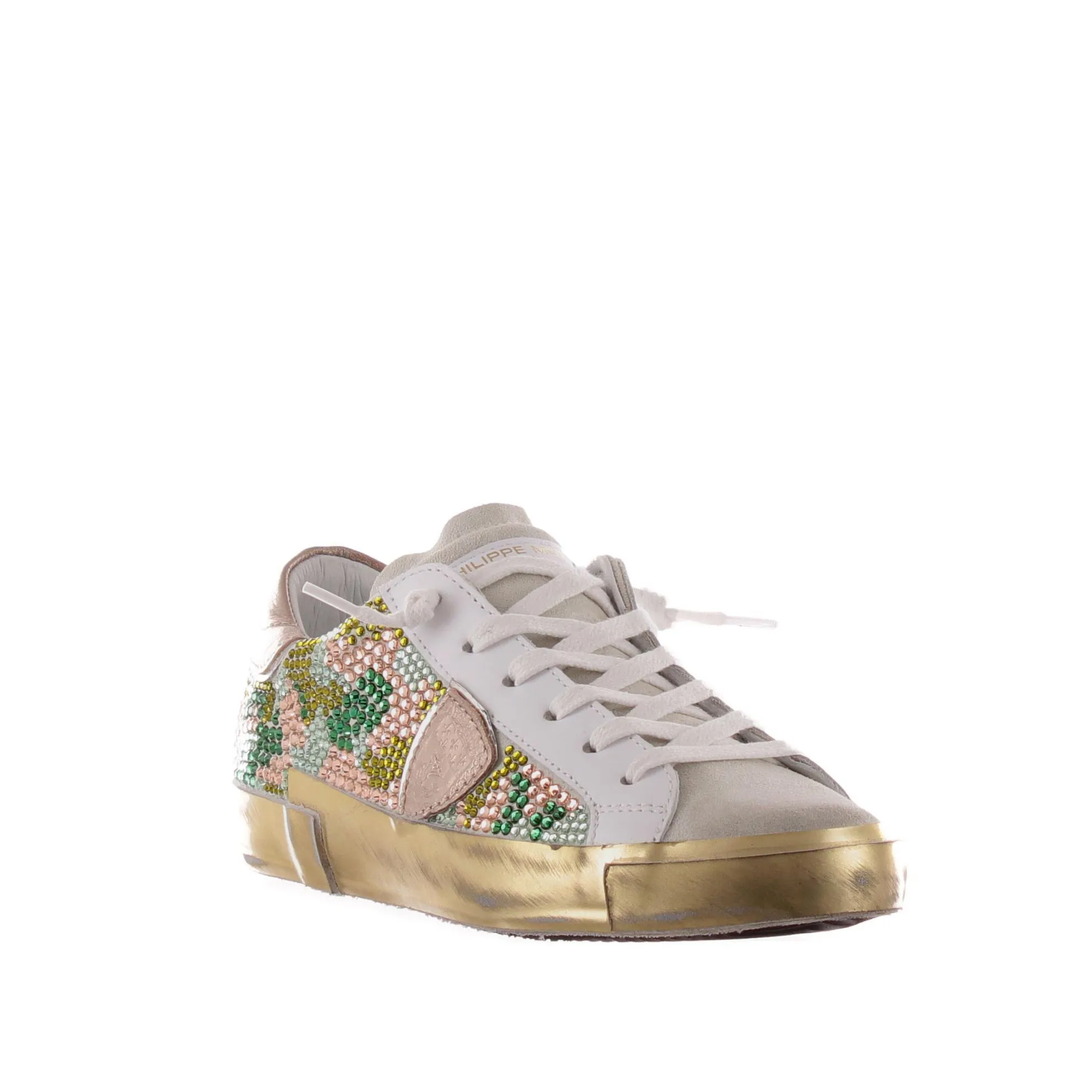 Sneaker paris x low in pelle con strass