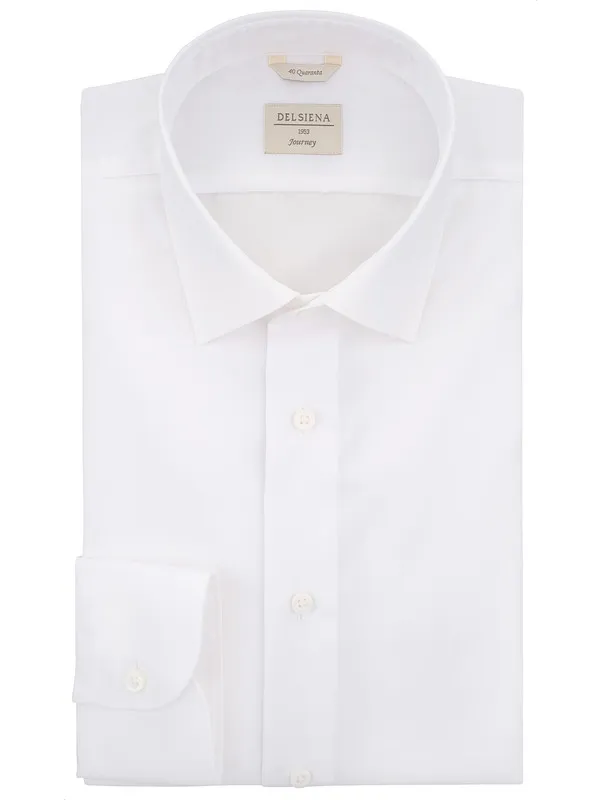 Solid colour white office shirt with Kent collar