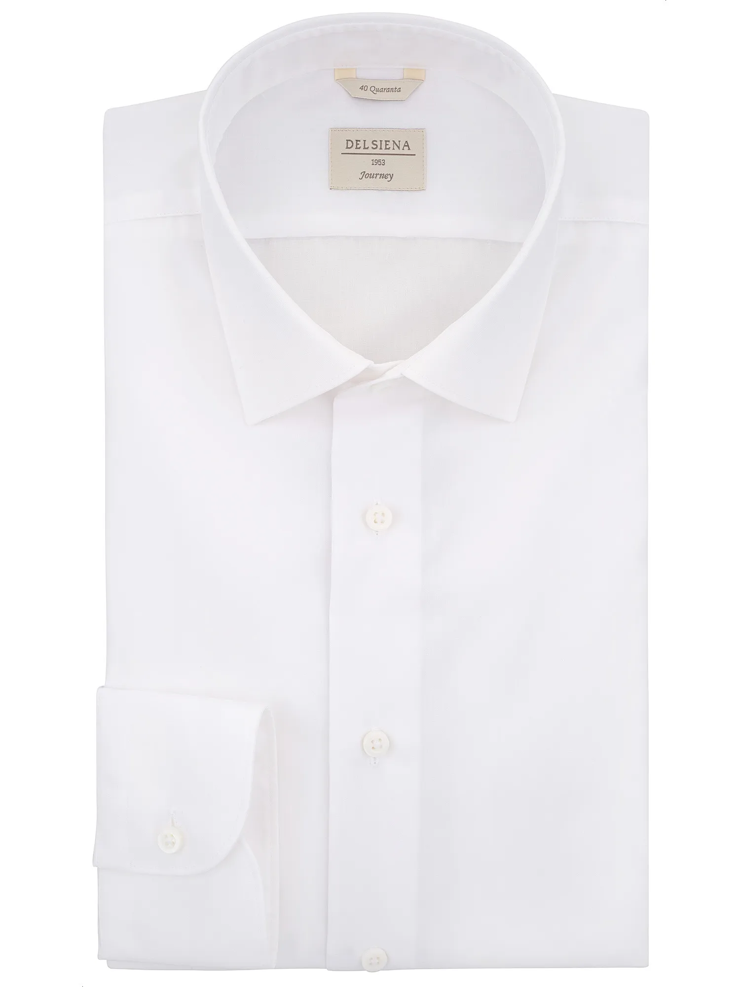 Solid colour white office shirt with Kent collar