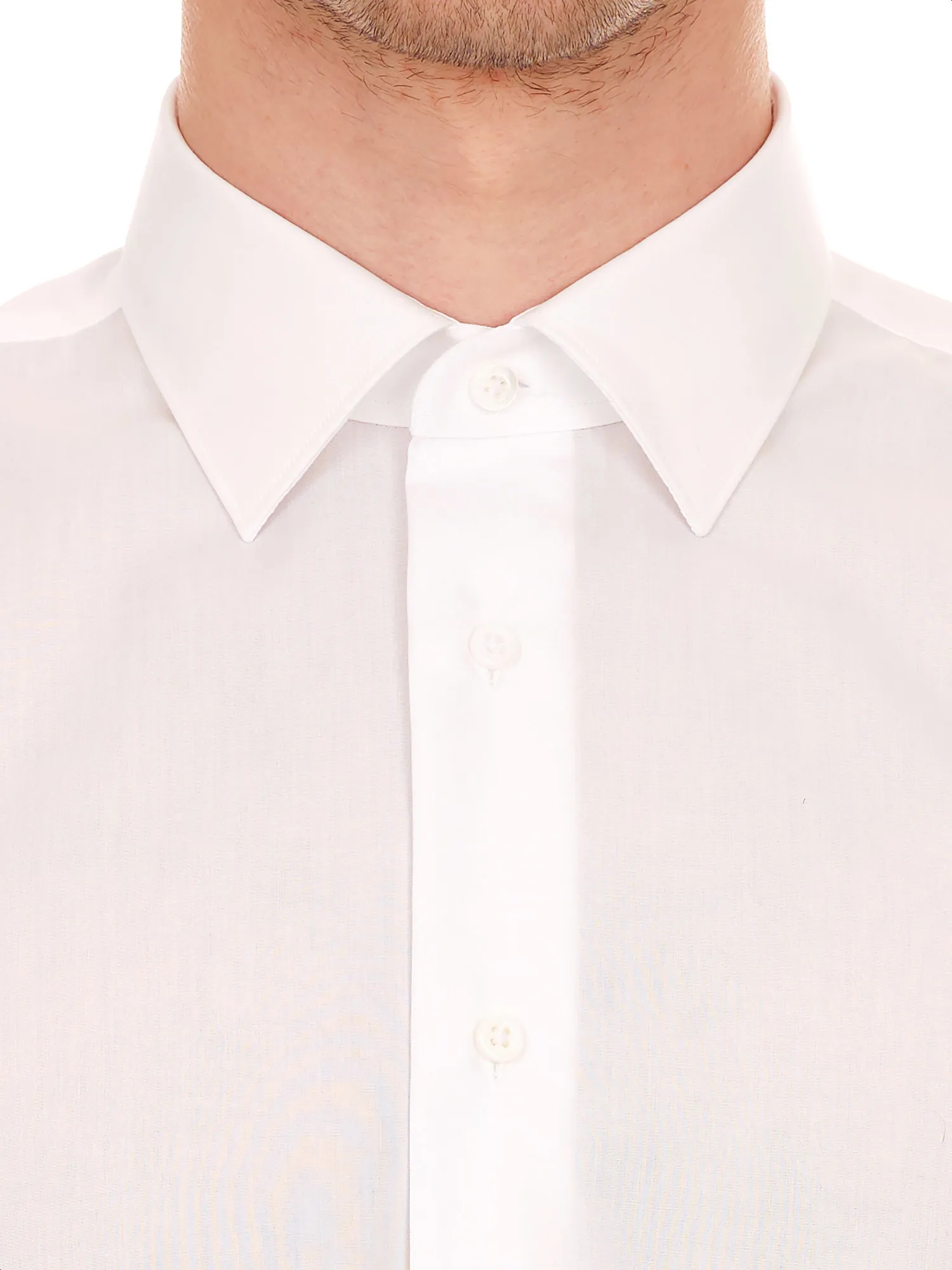 Solid colour white office shirt with Kent collar