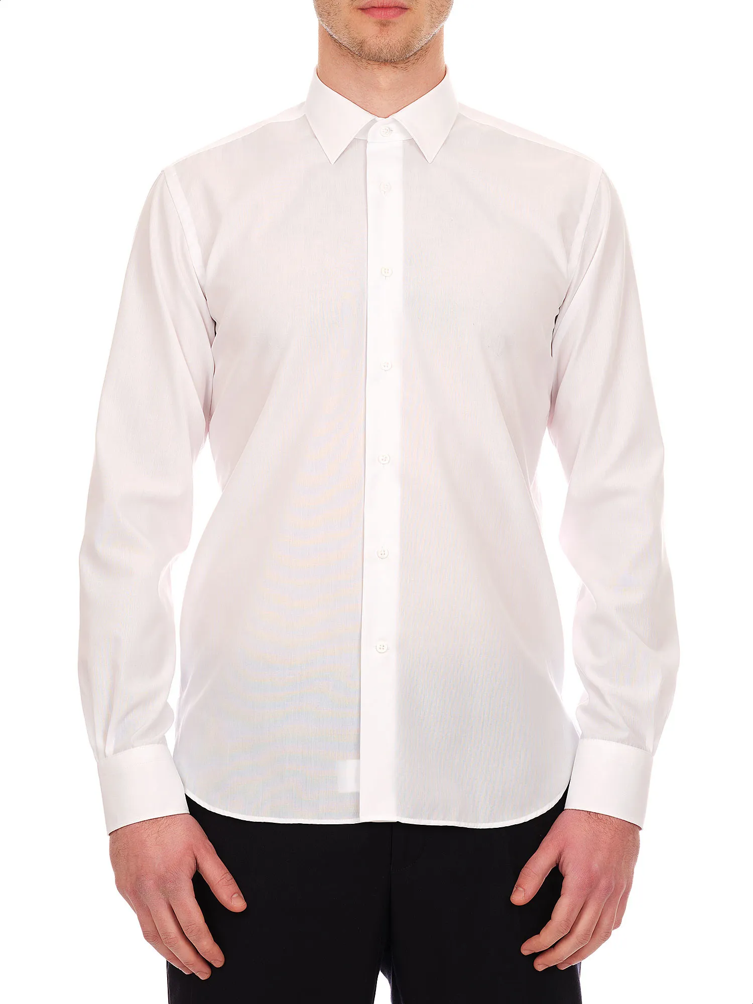 Solid colour white office shirt with Kent collar