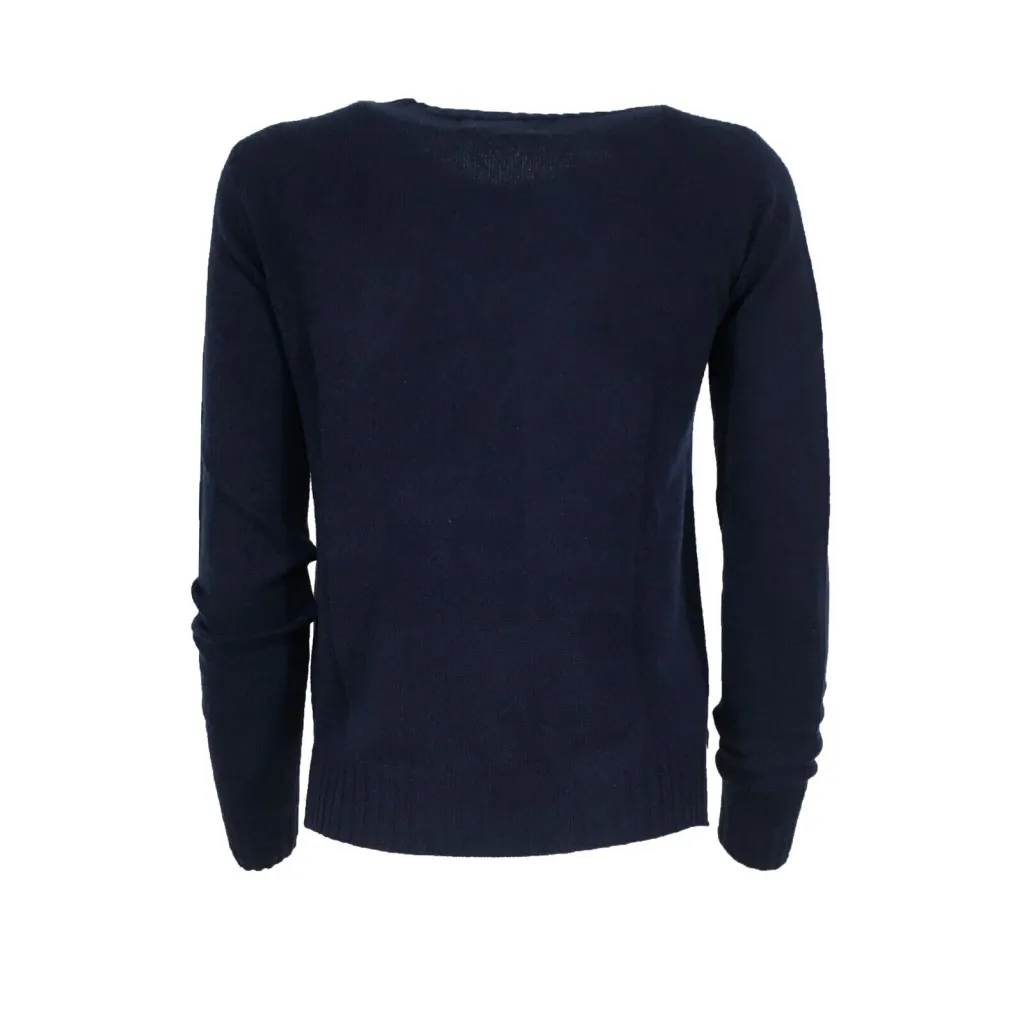 T by Me Maglioncino in Cashmere girocollo blu, con spacchetti laterali M/1752