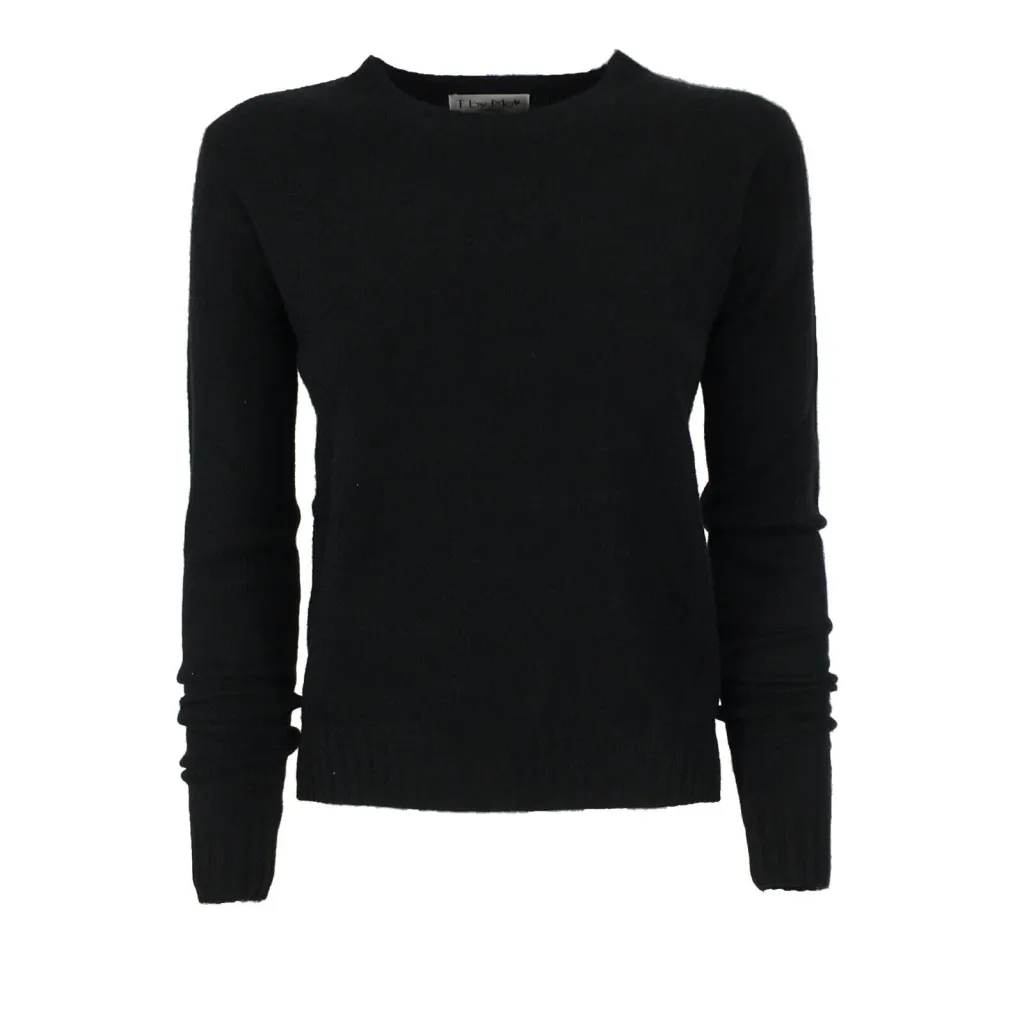 T by Me Maglioncino in Cashmere girocollo nero, con spacchetti laterali M/1752