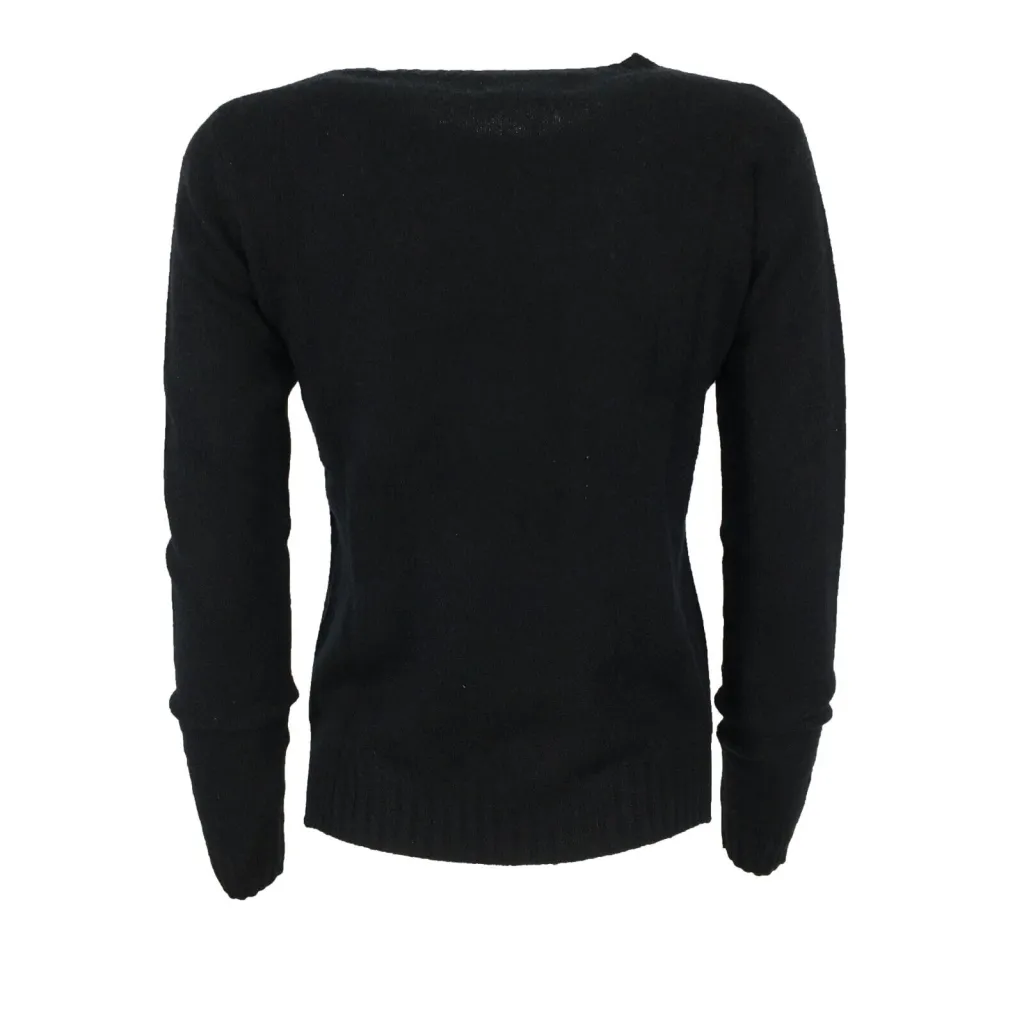 T by Me Maglioncino in Cashmere girocollo nero, con spacchetti laterali M/1752