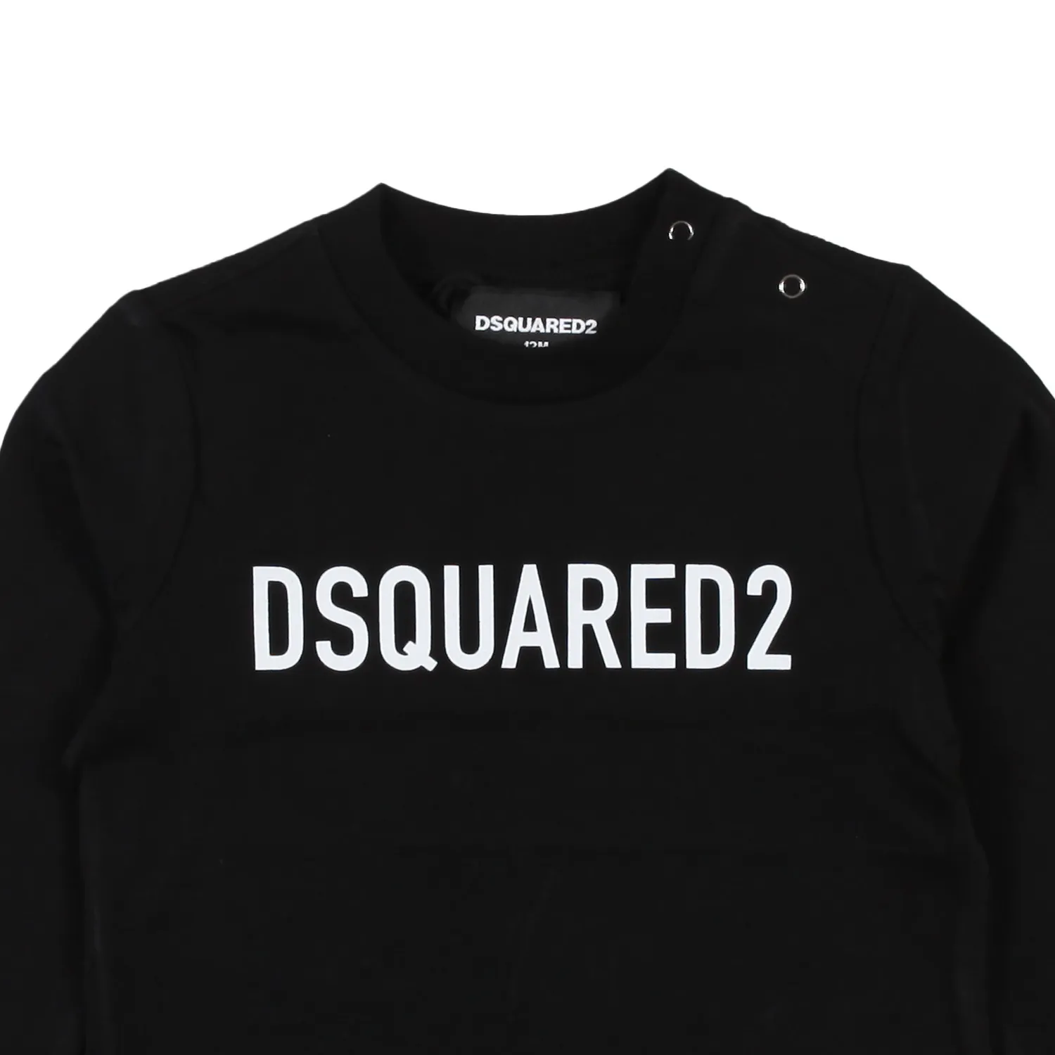 T-Shirt Baby Lunga Nera Con Logo Dsquared2 Bianco