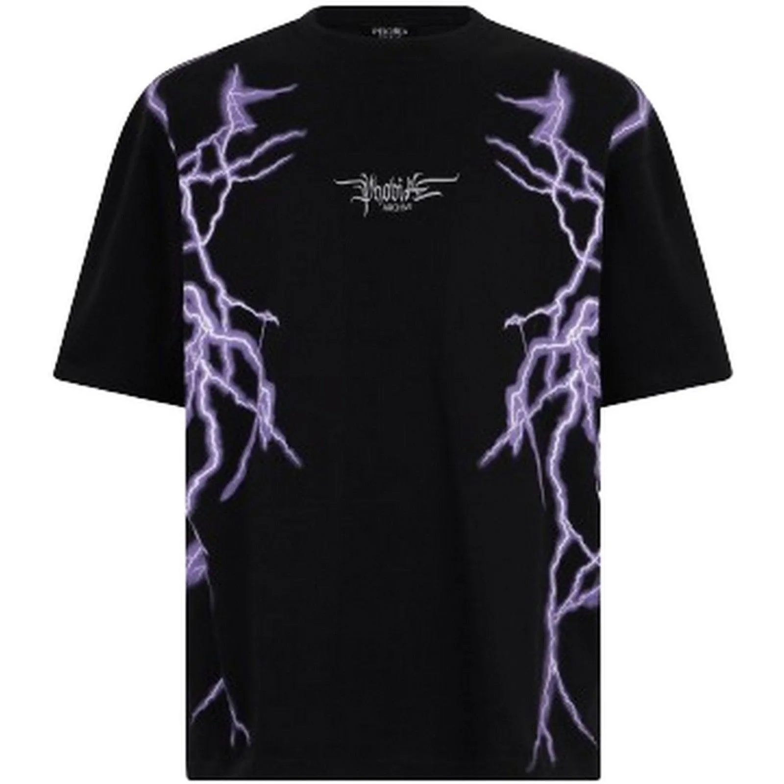 T-shirt Uomo Phobia - Black T-Shirt With Lateral Purple Lightning Print - Nero