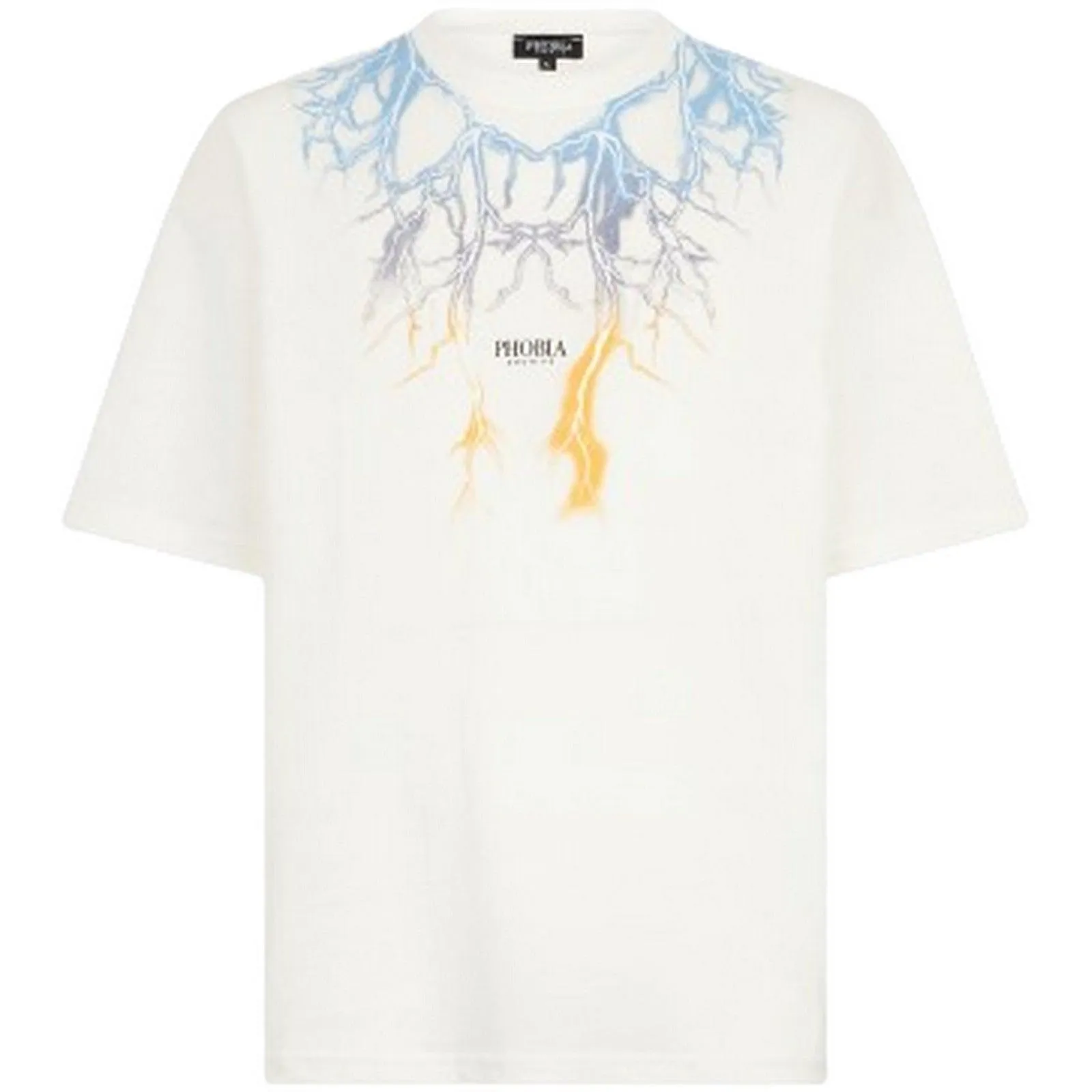 T-shirt Uomo Phobia - White T-Shirt With Bicolor Lightning Print - Bianco