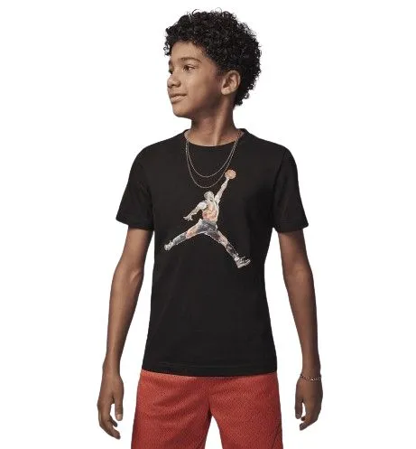 t-shirt watercolor jumpman bambino nera