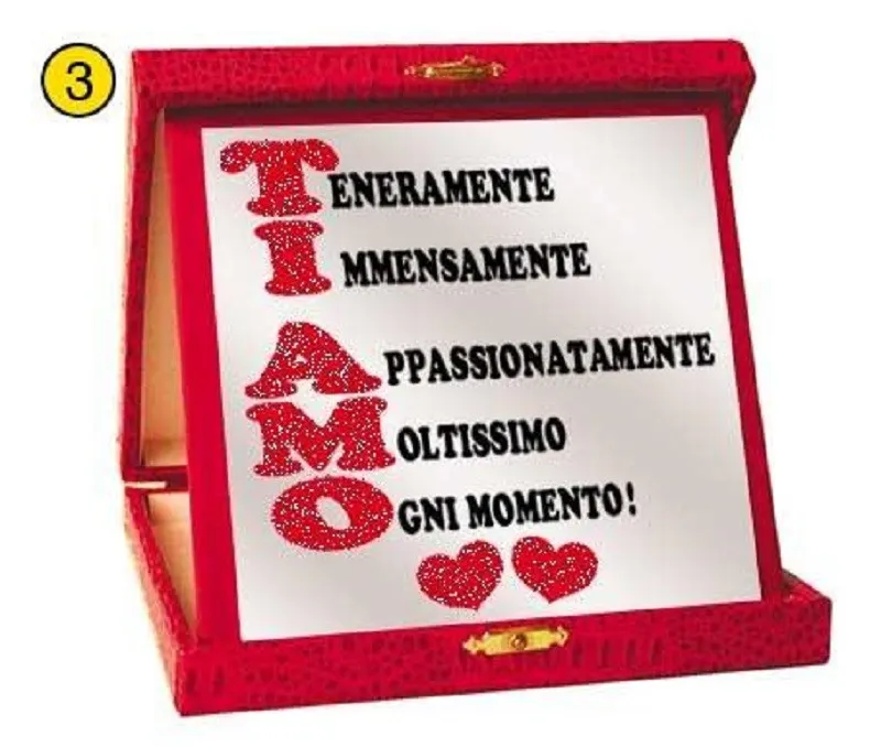 Targa ti amo scritta idea regalo san valentino 14x14x3 cm. *02055