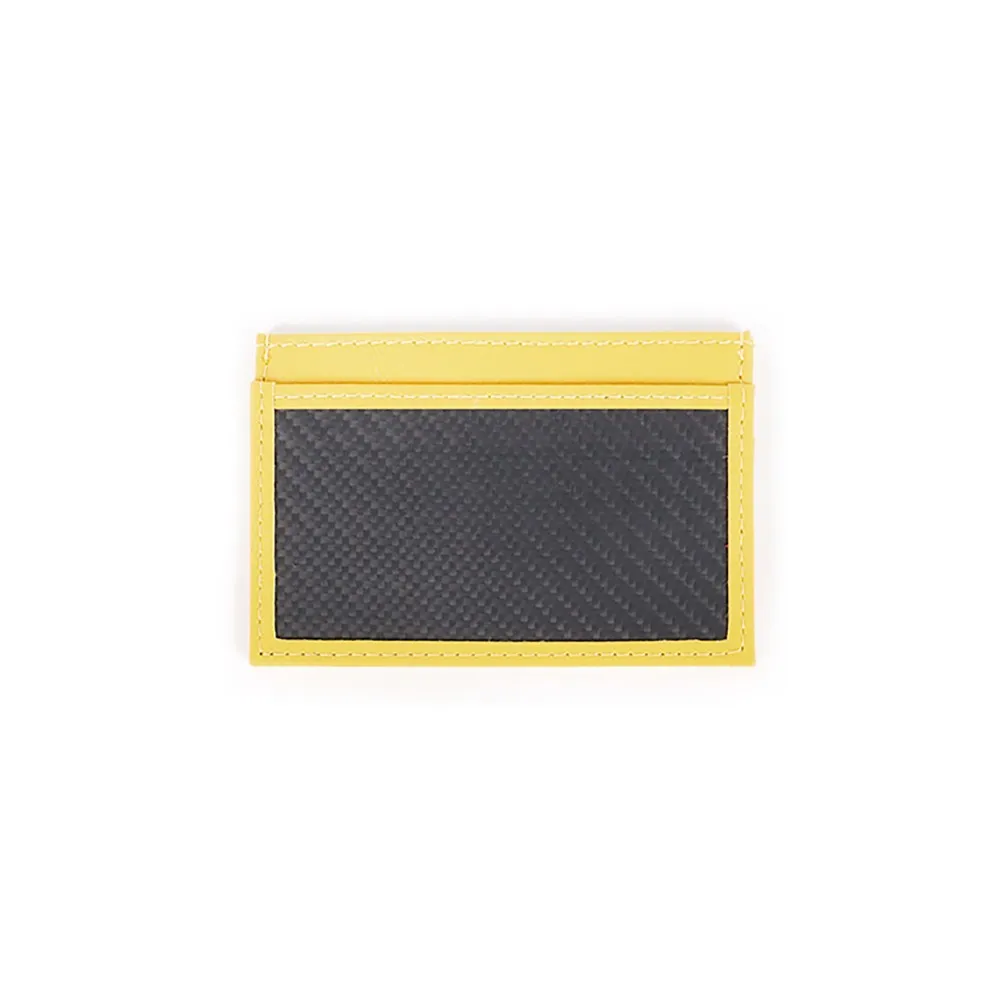 TecknoMonster - Cardcase - Giallo - Porta Carte di Credito in Fibra di Carbonio Aeronautico e Pelle - Black Carpet Collection