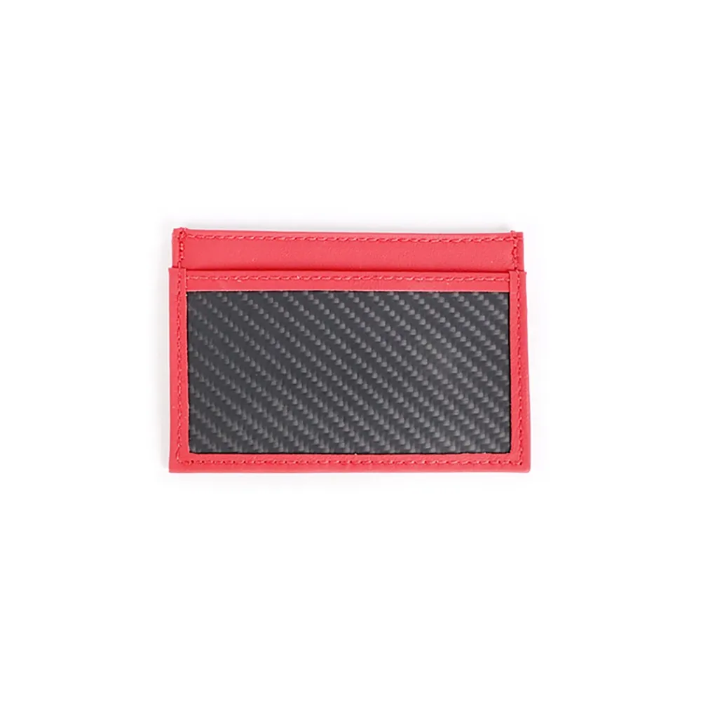 TecknoMonster - Cardcase - Rosso - Porta Carte di Credito in Fibra di Carbonio Aeronautico e Pelle - Black Carpet Collection